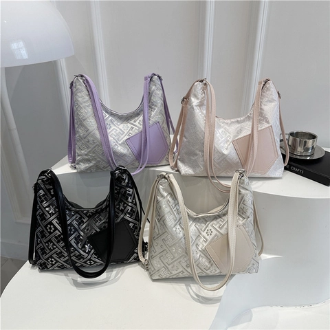 Bolso de Hombro Vintage para Mujer Gran Capacidad 2025 Verano Nuevo Moda Casual Jacquard Tote Bolso Bandoulière Cuero PU