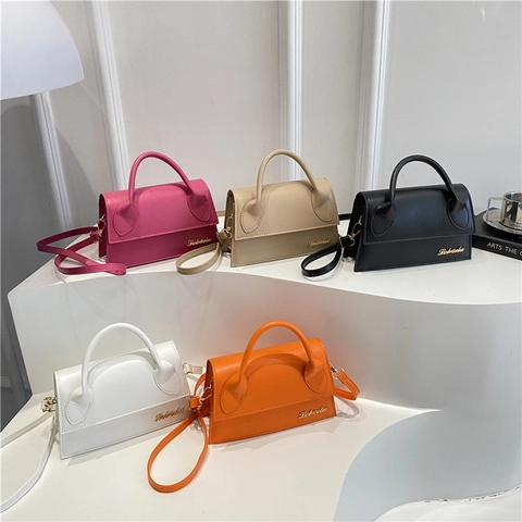 Französischer Stil PU Leder Umhängetasche Mini Trapez Handtasche Einfarbig Ziernähte Magnetverschluss Einzelner Riemen Schultertasche Für Damen
