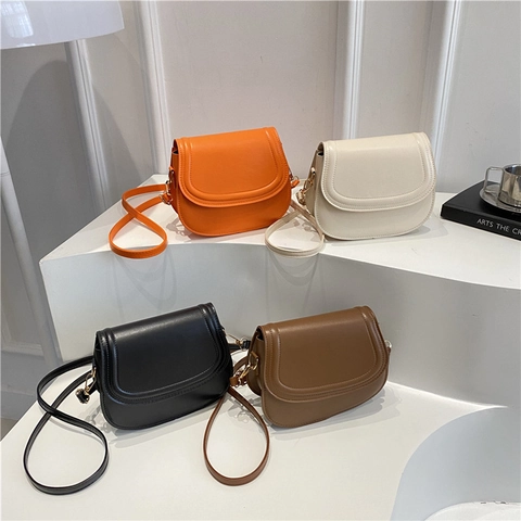 Bolso de Silla de Cuero de PU Moderno para Mujer 2025 Bolso Bandolera Pequeño Minimalista de Moda Bolso de Hombro de Color Sólido