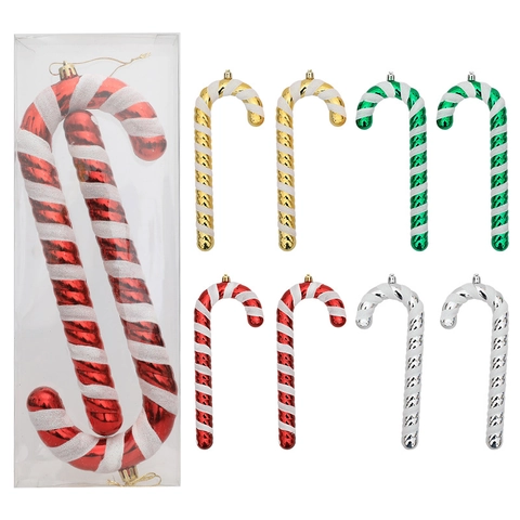 Large Plastic Christmas Candy Cane Hanging Ornaments Spiral Pattern Glitter Xmas Tree Decoration Festive Party Decoration