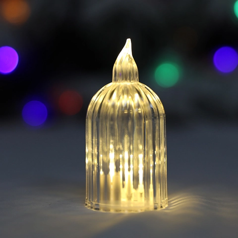 Acrylic Transparent LED Electronic Candle Light Stripe Birdcage Flame Shape Warm Light Wedding Birthday Decor