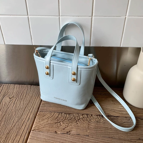 Sac Seau Minimaliste En Cuir PU Avec Rivets Dorés Et Bandoulière Réglable Sac À Bandoulière Tendance