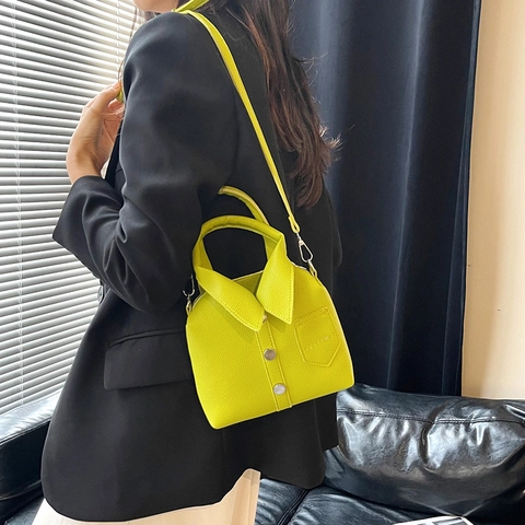 Creative Shirt Shaped Handbag For Women Niche Design PU Leather Litchi Grain Crossbody Bag With Adjustable Shoulder Strap