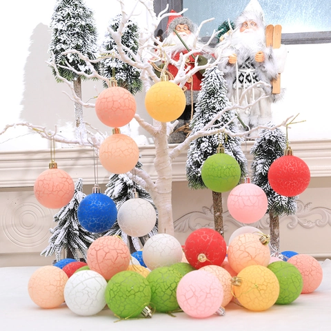Addobbi Palla Appesa in Plastica con Texture Screpolata Colore Macaron per Albero di Natale Decorazione Festa Casa Forniture Festive