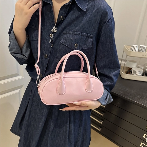 Borsa Boston Minimalista In Pelle Pu Doppio Manico Tracolla Regolabile Rimovibile Borsa A Mano Donna Moda Colore Solido
