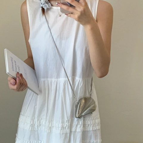 Women Shell Shaped Mini Crossbody Bag Acrylic Metallic Texture Evening Clutch Bag With Chain Strap Elegant Shoulder Bag