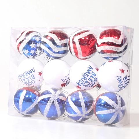 Palle Appese Decorative Per Il Giorno DellIndipendenza Plastica Glitter Stelle E Strisce Ornamenti Patriottici Festival