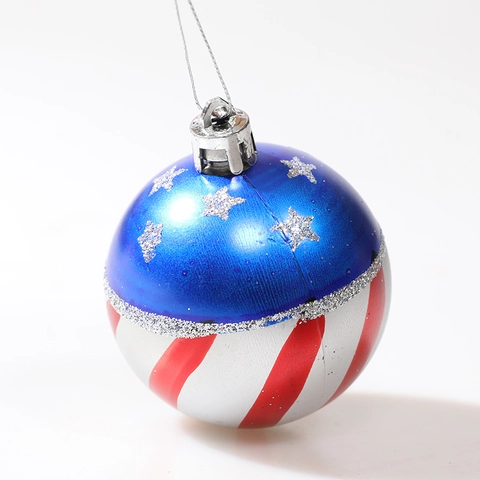 Palline Di Natale Bandiera Americana Plastica Stelle E Strisce Rosso Bianco Blu Glitter Ornamenti Appesi Decorazione Patriotica