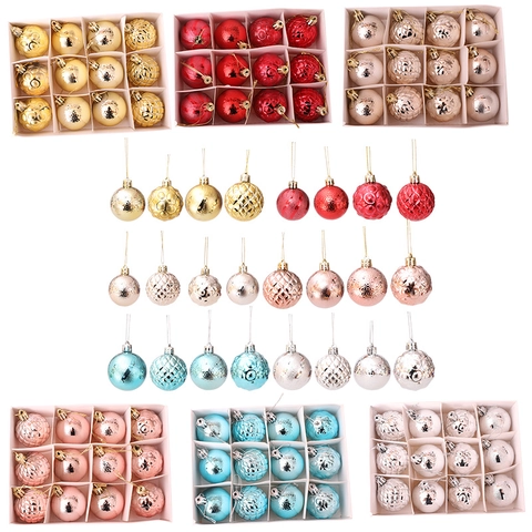 Christmas Ball Ornaments Plastic Electroplated Embossed Glitter Tree Hanging Pendants Holiday Party Decor