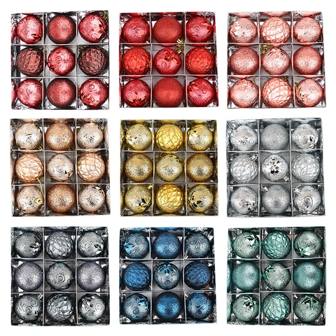 Christmas Ball Ornaments Plastic Electroplated Glitter Festive Hanging Baubles For Christmas Tree Holiday Party Decoration Home Gift