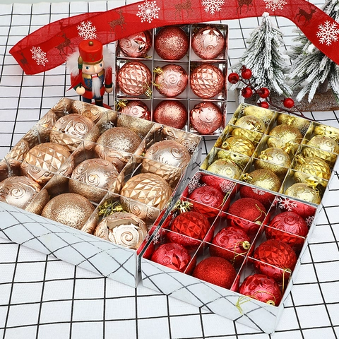 Christmas Ball Ornaments Plastic Electroplated Glitter Festive Hanging Baubles For Christmas Tree Holiday Party Decoration Home Gift
