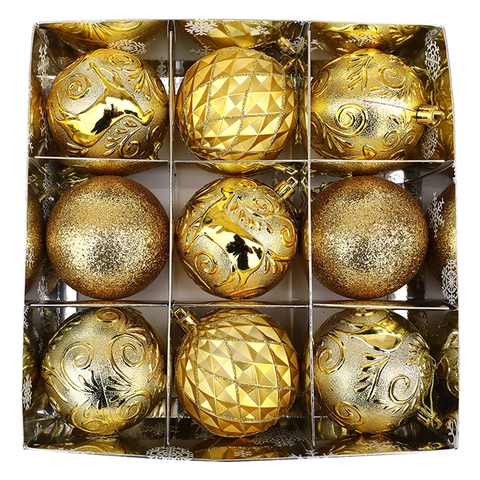 Set di Palline di Natale Infrangibili in Plastica con Rilievo e Glitter Decorazioni da Appendere per Albero Festa Matrimonio