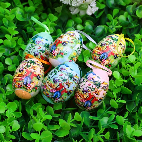 Uova Decorative Di Pasqua In Schiuma Ornamenti Appesi Illustrazione Di Coniglio Cartone Animato Colorato Decorazione Casa