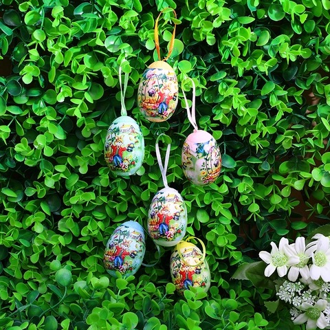 Uova Decorative Di Pasqua In Schiuma Ornamenti Appesi Illustrazione Di Coniglio Cartone Animato Colorato Decorazione Casa