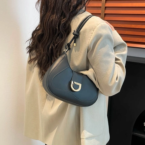 Französische Minimalistische PU-Leder Unterarmtasche Mit Geknotetem Schultergurt Und Goldener Metallschnalle Mode Schulter Umhängetasche Für Damen