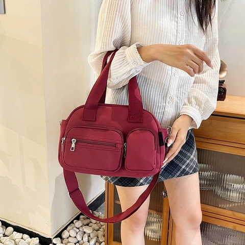 Borsa A Tracolla In Nylon Grande Donna Tasche Multiple Borsa A Mano Funzionale Viaggio Quotidiano Casual Resistente All'acqua