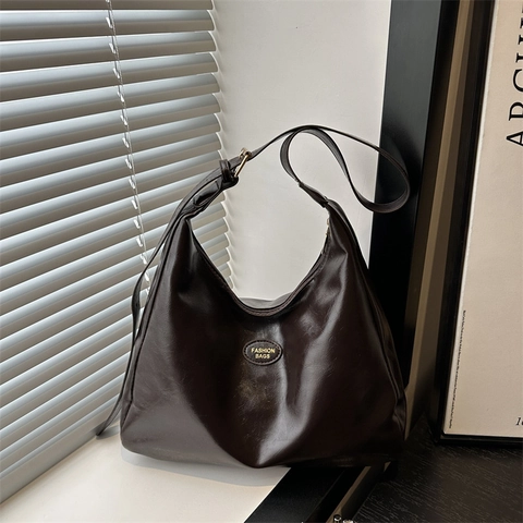 Women Large Capacity PU Leather Hobo Tote Bag Minimalist Fashion Solid Color Dumpling Shoulder Bag For Daily Commute Work