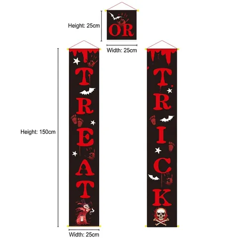 Banner Per Porta Di Halloween Trick Or Treat Tessuto In Poliestere Decorazione Per Portico Per Esterni Interni Casa