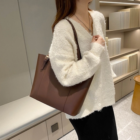 Women Fashion Large Capacity PU Leather Tote Bag Color Block Shoulder Bag For Commute Office Daily With Adjustable Straps