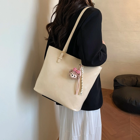 Dames Tote Bag PU Leer Grote Capaciteit Minimalistisch Stedelijk Schoudertas Verstelbare Riem Retro Stijl Handtas