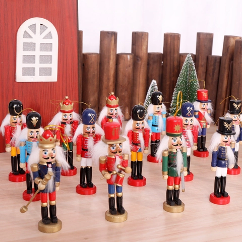 Marionetta Schiaccianoci In Legno Ornamenti Appesi Dipinti A Mano Soldato Classico Re Albero Di Natale Decorazione Retro