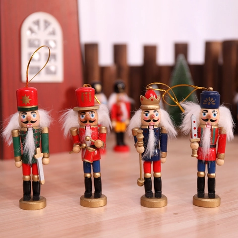 Marionetta Schiaccianoci In Legno Ornamenti Appesi Dipinti A Mano Soldato Classico Re Albero Di Natale Decorazione Retro