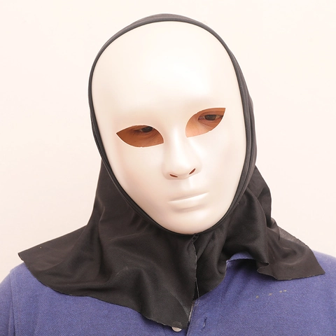 Full Face Mask Plastic And Fabric Breathable Hood Halloween Party Cosplay Masquerade Hip-Hop Style Plain Decoration