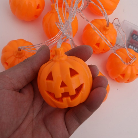 Halloween Pumpkin LED String Lights Battery Operated Hollow Jack-O-Lantern Fairy Lights For Party Bar Home Festival Decoration