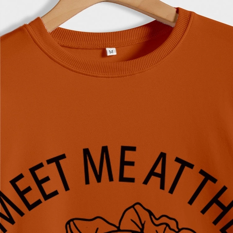 Sweatshirt Meet Me At The Farmers Market Femme Col Rond Manches Longues Coton Pull Décontracté Ample Graphique Top