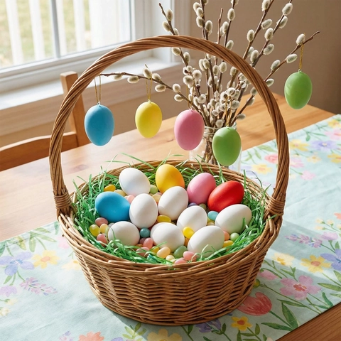 Easter Eggs Hanging Decorations Plastic Fake Eggs For Kids DIY Painting Simulation Eggs Set For Home Party Festive Decor