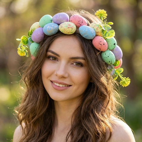 Ghirlanda di Uova di Pasqua Tonalità Pastello Uova Picchiettate Ghirlanda Floreale Con Base in Vite Naturale per Decorazione Festiva della Casa
