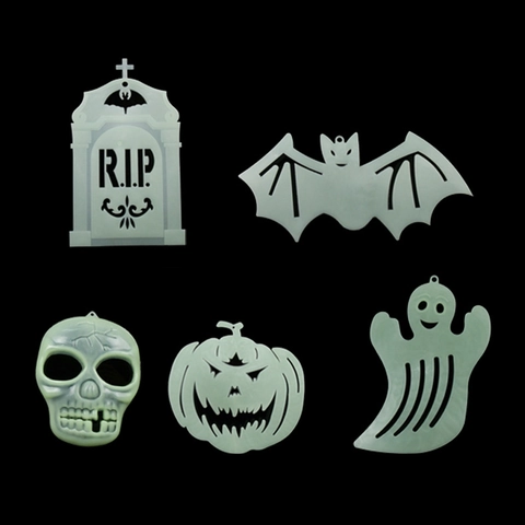 Decoraciones Colgantes Luminosas Halloween Brilla En La Oscuridad Plástico Calavera Fantasma Calabaza Murciélago Tumba