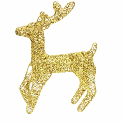 Christmas Iron Wire Weaving Glitter Elk Reindeer Ornament For Holiday Desktop Window Layout Display Home Festive Decoration