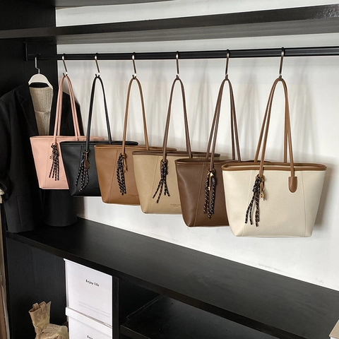 Γυναικεία Vintage Τσάντα Tote από Δέρμα PU με Κόκκο Λίτσι Μεγάλη Χωρητικότητα Ευρύχωρη Τσάντα Ώμου για Καθημερινή Μετακίνηση Casual Μόδα