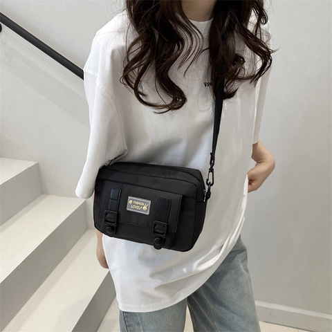 Japanischer Stil Süße Canvas Umhängetasche Kleine Quadratische Kuriertasche Wasserdichte Nylon Schultertasche Für Damen Mädchen