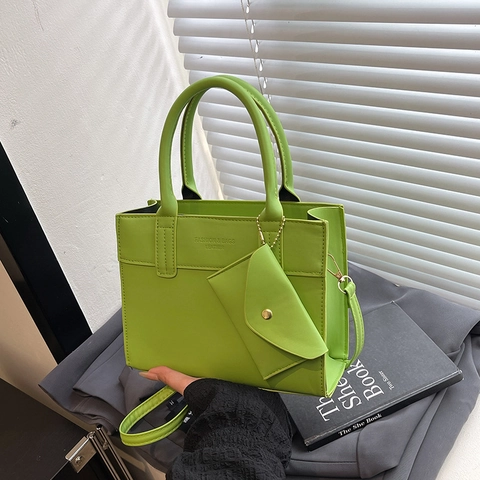 Damen Mode PU Leder Handtasche Und Mini Beutel Retro Urban Schlicht Tote Bag Für Pendeln Dating Einfarbig Umhängetasche