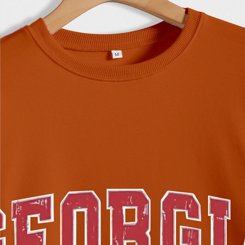Georgia Letter Print Crewneck Sweatshirt Long Sleeve Cotton Blend Loose Fit Casual Pullover Women Fashion