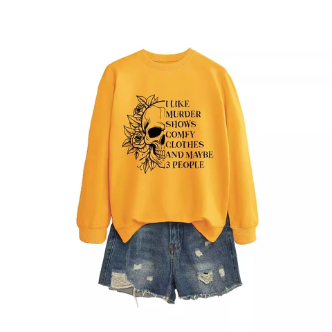 Women Sweatshirt Skull Rose Print Crewneck Long Sleeve Cotton Polyester Blend Casual Streetwear Humorous Graphic Top