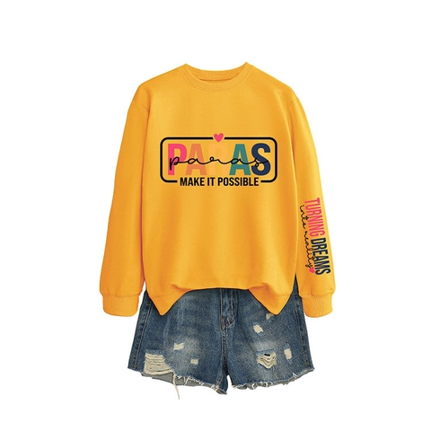 Felpa Girocollo Da Donna Manica Lunga Misto Cotone Stampa Lettere Casual Street Style Pullover Top Alla Moda