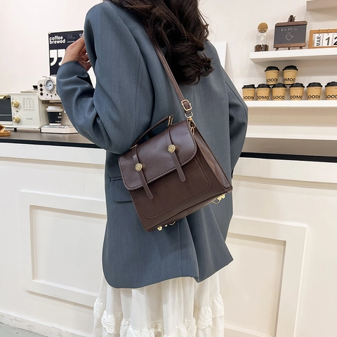 Borsa a Tracolla Vintage da Donna Multifunzionale in Pelle PU Denim Patchwork Zainetto Quadrato Borsetta da Viaggio Quotidiana