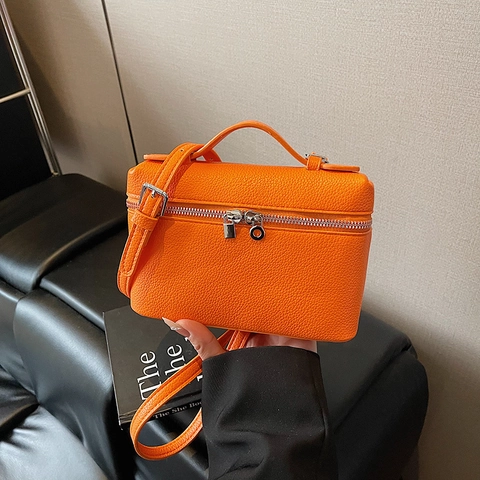 Borsa a Tracolla in PU Con Texture Litchi per Donna Pendolare Borsa a Mano Vanity Case Con Tracolla Regolabile Argento