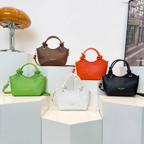 Bolso Bombonera de Cuero PU para Mujer con Asa con Nudos Correa Ajustable Color Sólido Minimalista Bolso Bandolera Textura de Lichi Bolso de Mano