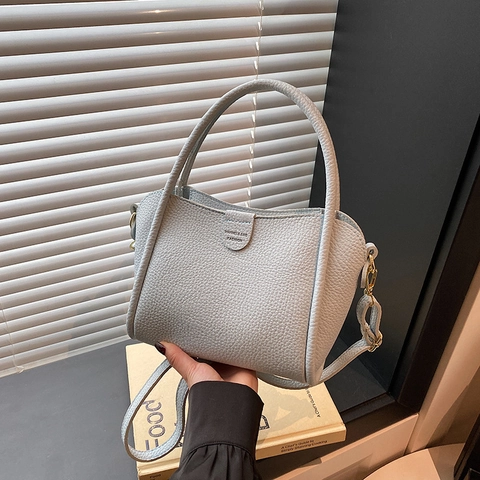 Litchi Muster PU Leder Umhängetasche Damen Handtasche Eimer Tote Schultertasche Für Pendler Täglich Einfacher Urbaner Stil