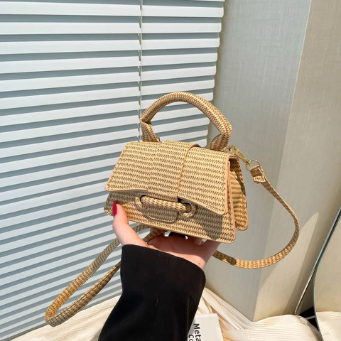 Damen Elegant PU Webstruktur Kleine Quadratische Tasche Sandglas Silhouette Klappen Handtasche Mit Schultergurt Umhängetasche