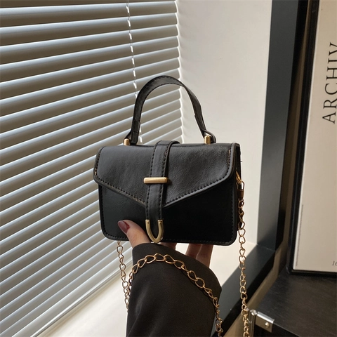 Damen Mode PU Leder Umhängetasche Minimalistisch Einfarbig Kleine Quadratische Handtasche Casual Pendler Schultertasche
