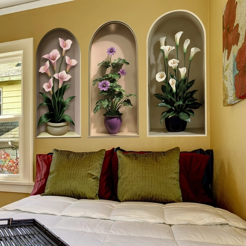 3D Visueel Effect Bloempot Muurstickers PVC Zelfklevend Verwijderbaar Muurschildering Kunst Huis Decor Woonkamer