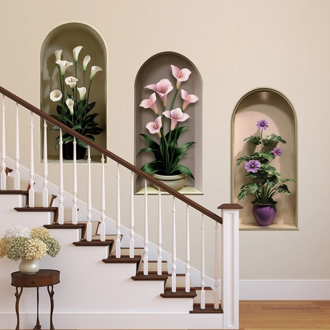 3D Visueel Effect Bloempot Muurstickers PVC Zelfklevend Verwijderbaar Muurschildering Kunst Huis Decor Woonkamer