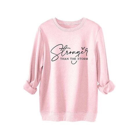Sweat-shirt Oversize pour Femmes Mélange de Coton Doublé de Polaire Col Rond Imprimé de Lettres Manches Longues Pull Chaud