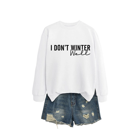 Conjunto De Sudadera Y Pantalones Cortos De Mezclilla Casual Para Mujer Con Estampado De Letras Sudadera Pullover De Manga Larga Conjunto De Dos Piezas