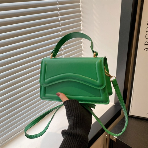 Mode Minimalistisch PU Leder Umhängetasche Für Damen Wellenmuster Griff Oben Quadratisch Schultertasche Kleine Handtasche